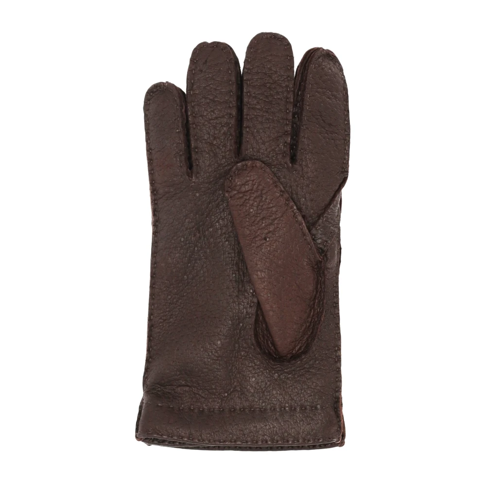 Restelli Guanti Bruine Cashmere Gevoerde Pecari Handschoenen Brown Unisex