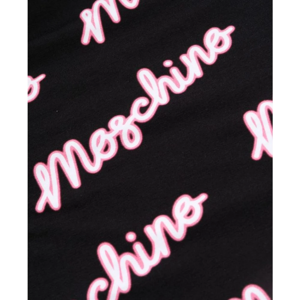 Moschino Zwarte Logo Print Stretch Katoenen T-shirt Multicolor Dames