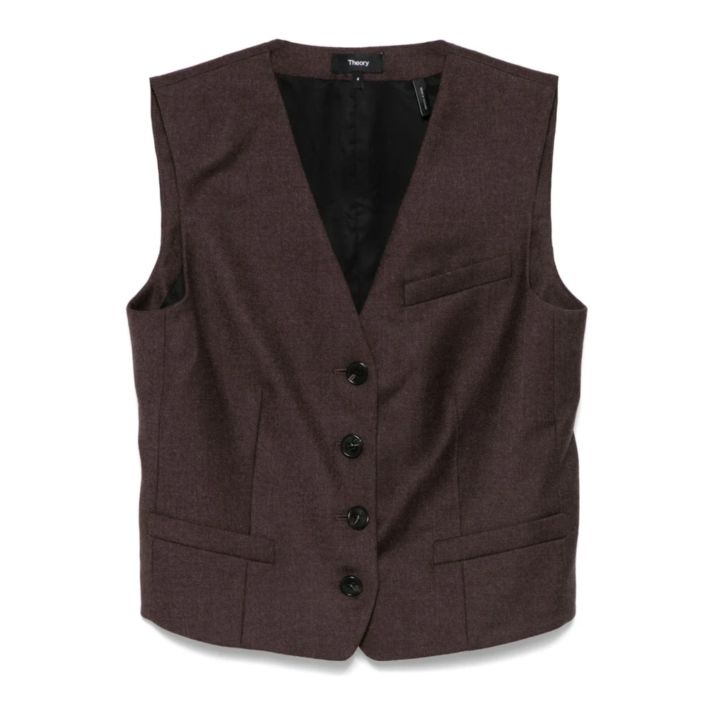 Theory Grijze Sweater Vest met V-hals Brown Dames