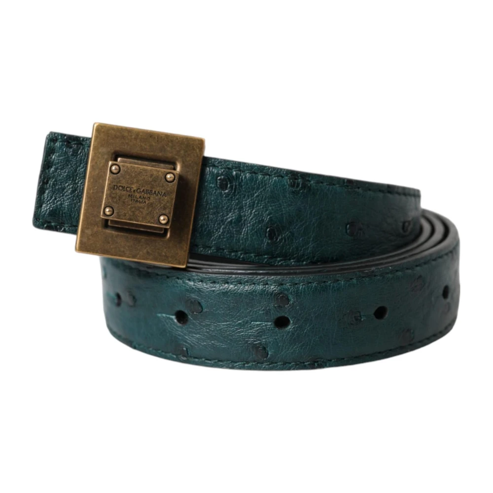 Dolce & Gabbana Donkergroene Leren Riem met Metalen Gesp Green Dames
