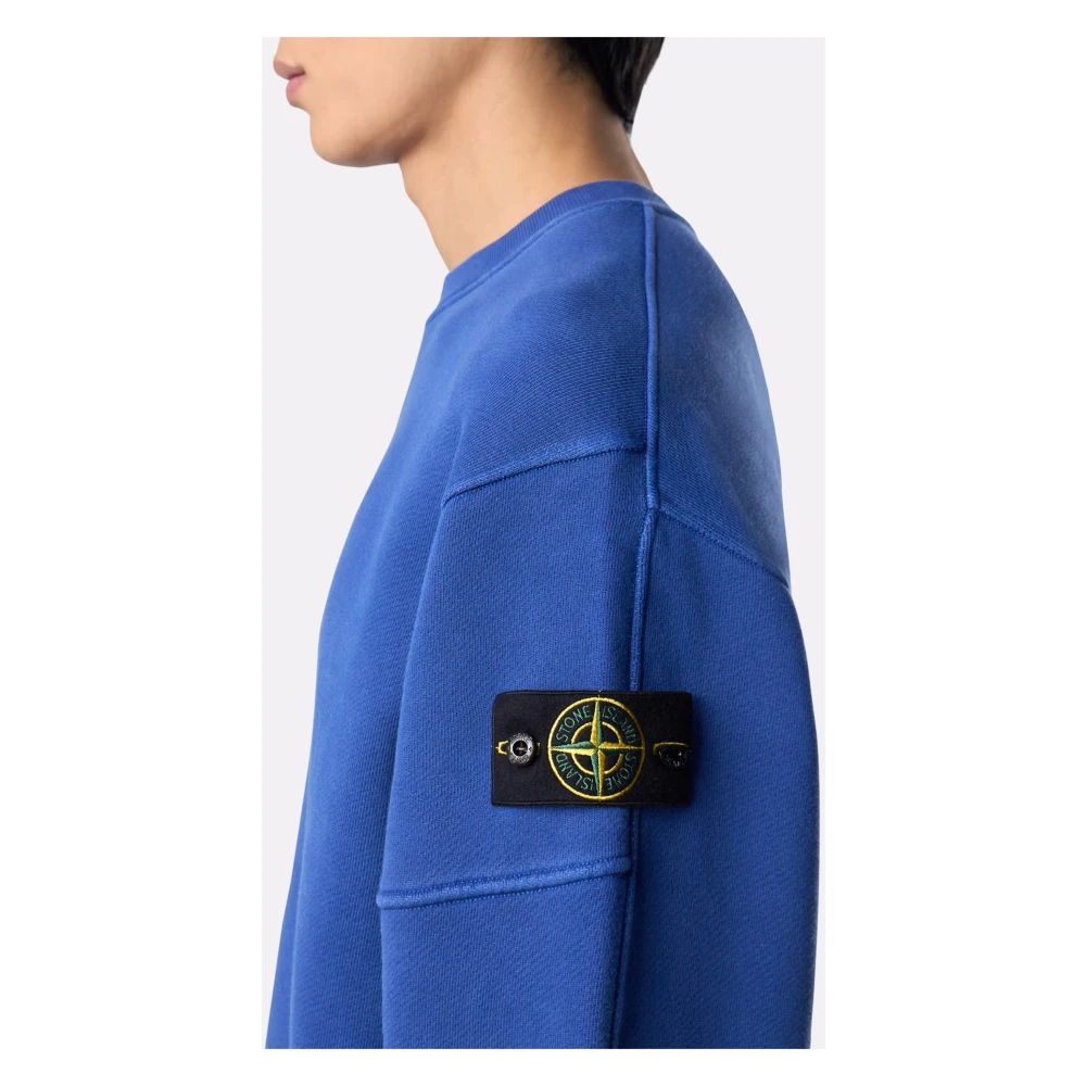 Stone Island Blauwe Crewneck Sweatshirt met Stikdetails Blue Heren