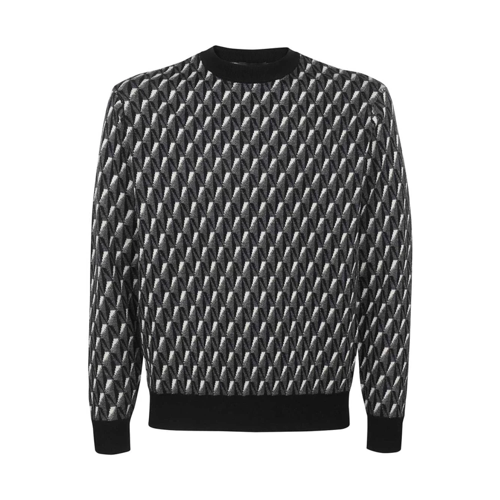 Emporio Armani Wollen Trui met Monogramprint Multicolor Heren
