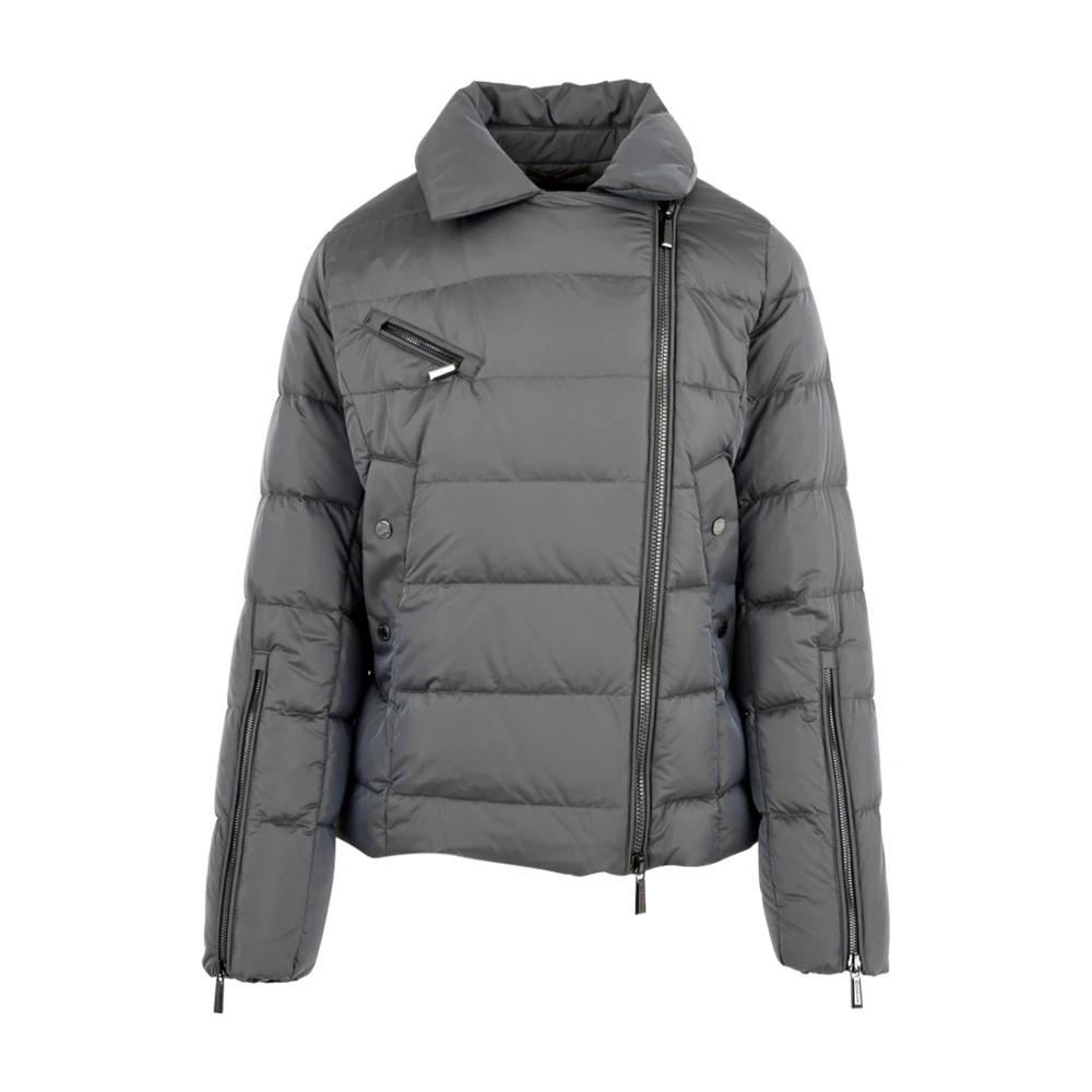 Moorer Women's Gray Winter Jackets, Xs, Quilted Zip Sleeve Side Pocket Jacket