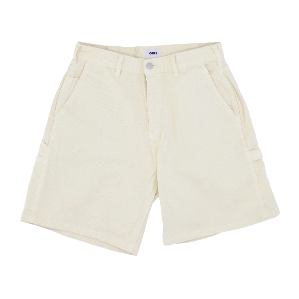 Obey Denim Timmerman Shorts Ongebleekte Jeans Beige Heren