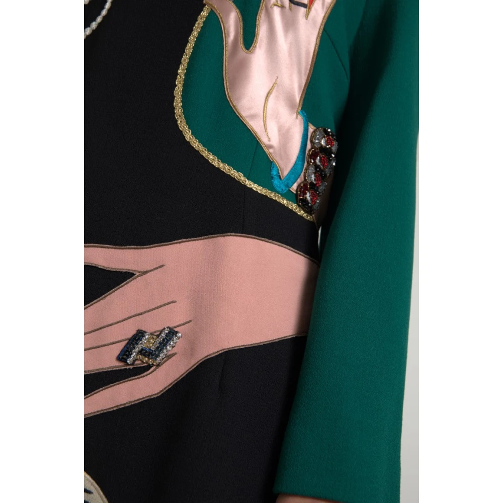 Dolce & Gabbana Multicolor Wollen A-lijn Jurk Multicolor Dames