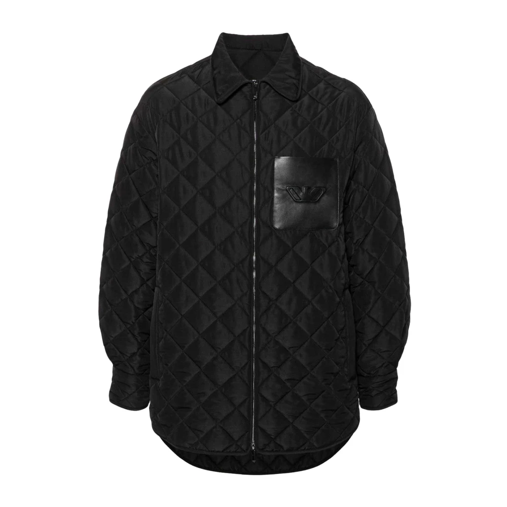 Emporio Armani Gewatteerd jack met borstzak Black Heren