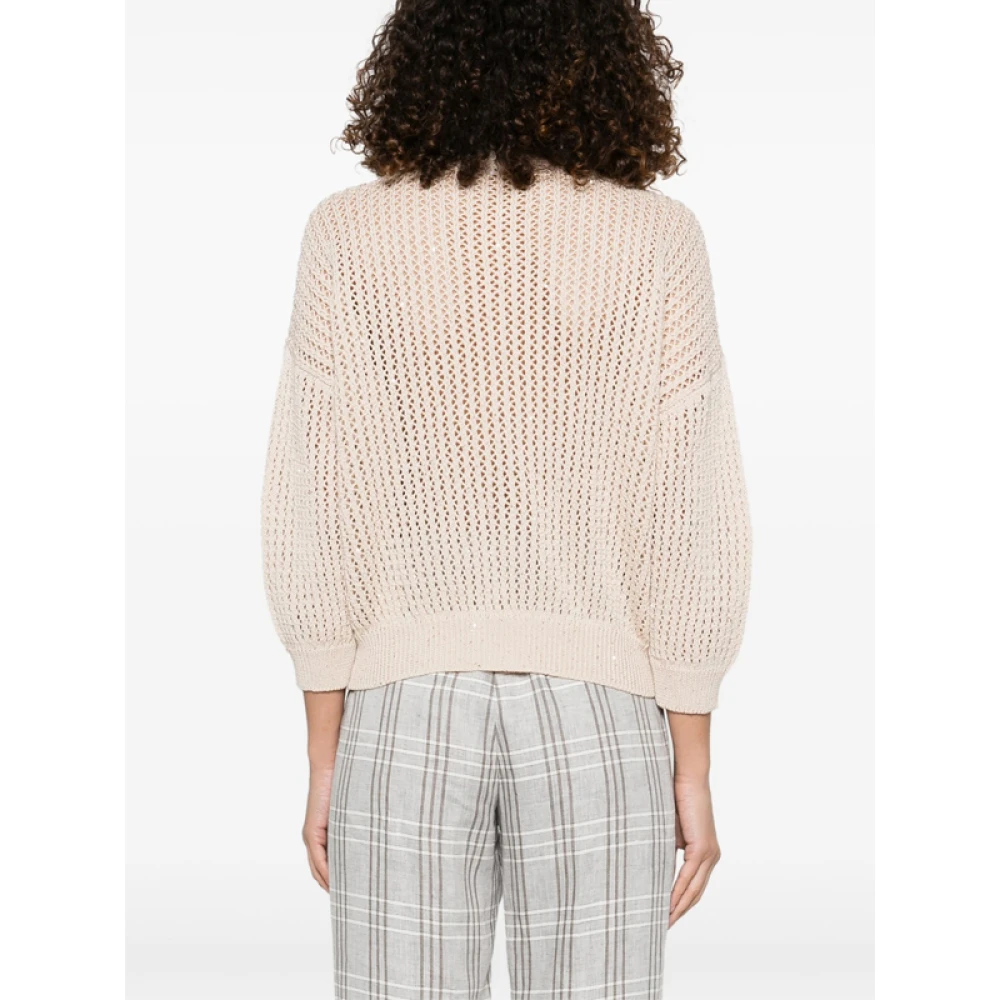 PESERICO Pailletvest met Ritssluiting Brown Dames
