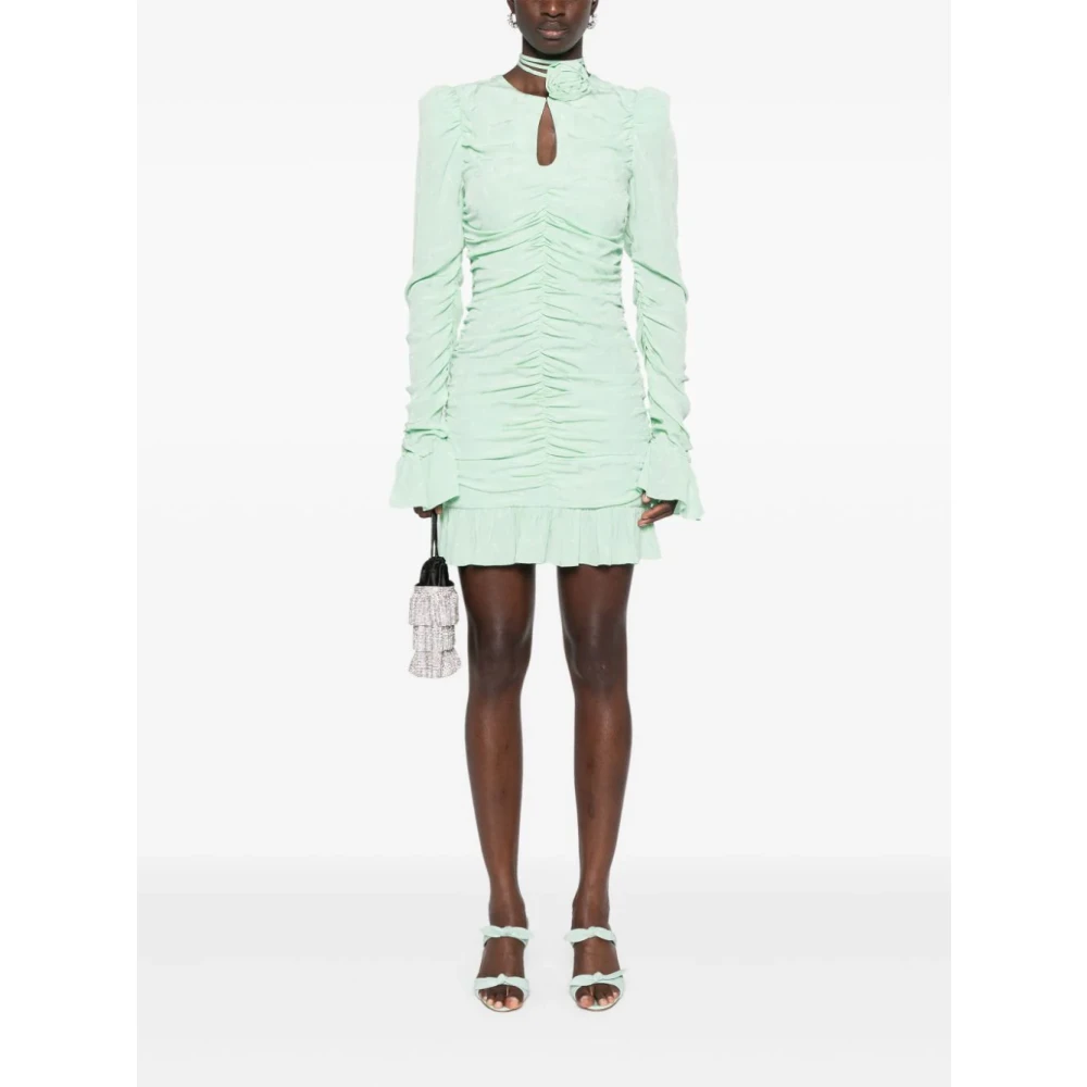 Rotate Birger Christensen Groene Mini Jurk met Sleutelgat Detail Green Dames