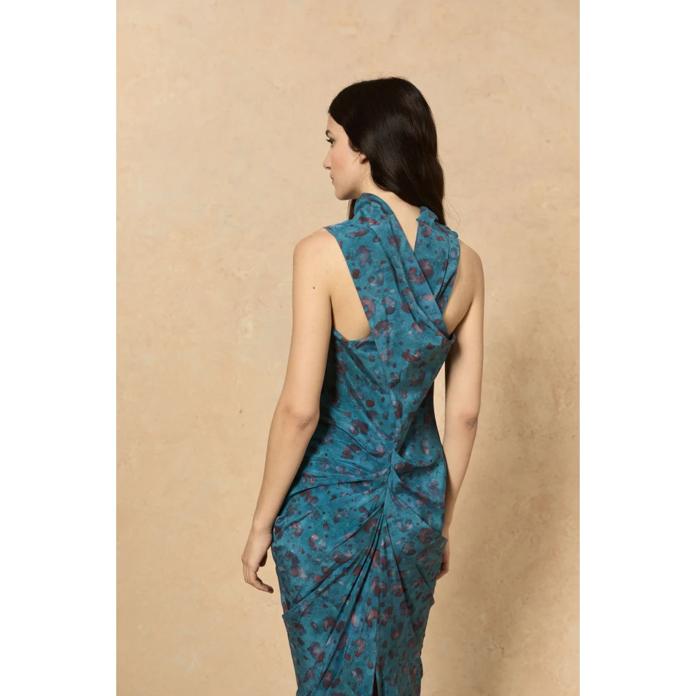 Cortana Zijden Stretch Island Print Midi Jurk Multicolor Dames