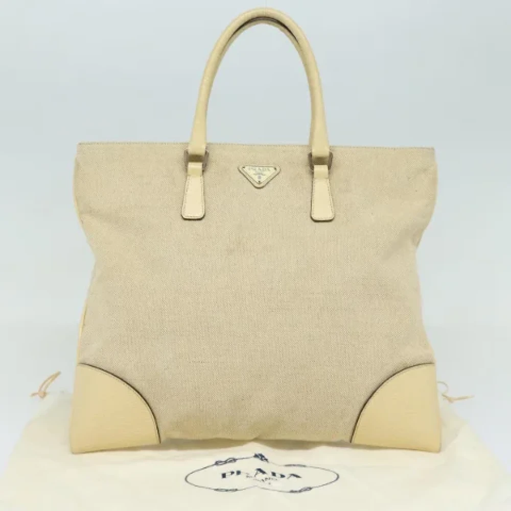 Prada Vintage Pre-owned Canvas handbags Beige Dames