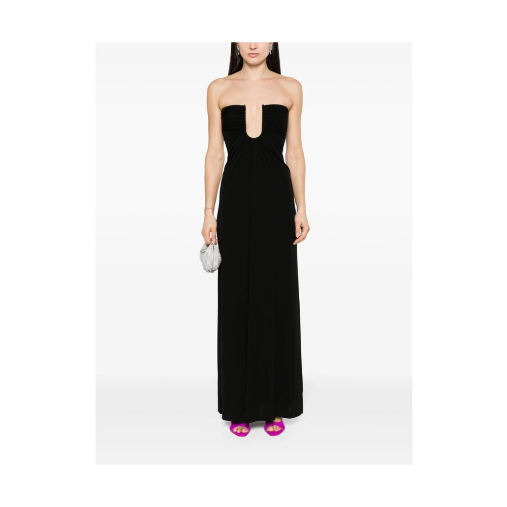 Christopher Esber Zwarte Maxi Jurk met Gedrapeerd Detail Black Dames
