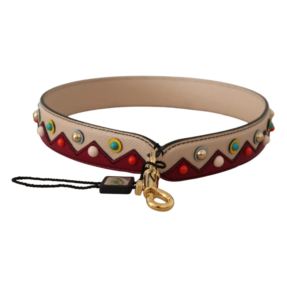 Dolce & Gabbana Mujer Beige - Correa Roja De Cuero Acry Para Bolso - Bags - One Size - Correa Roja De Cuero Acry Para Bolso