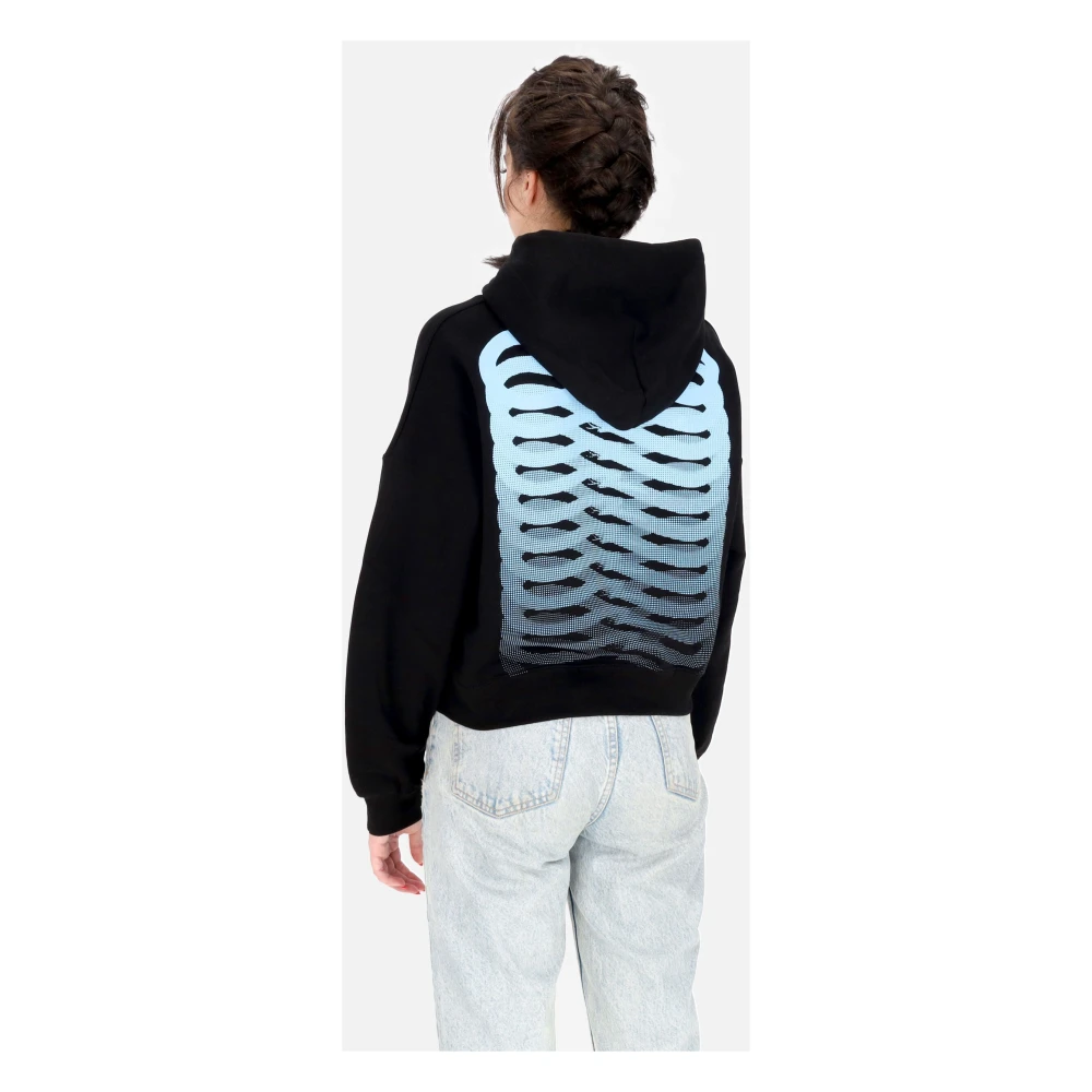 Propaganda Zwarte Cropped Hoodie met Ribbels Black Dames