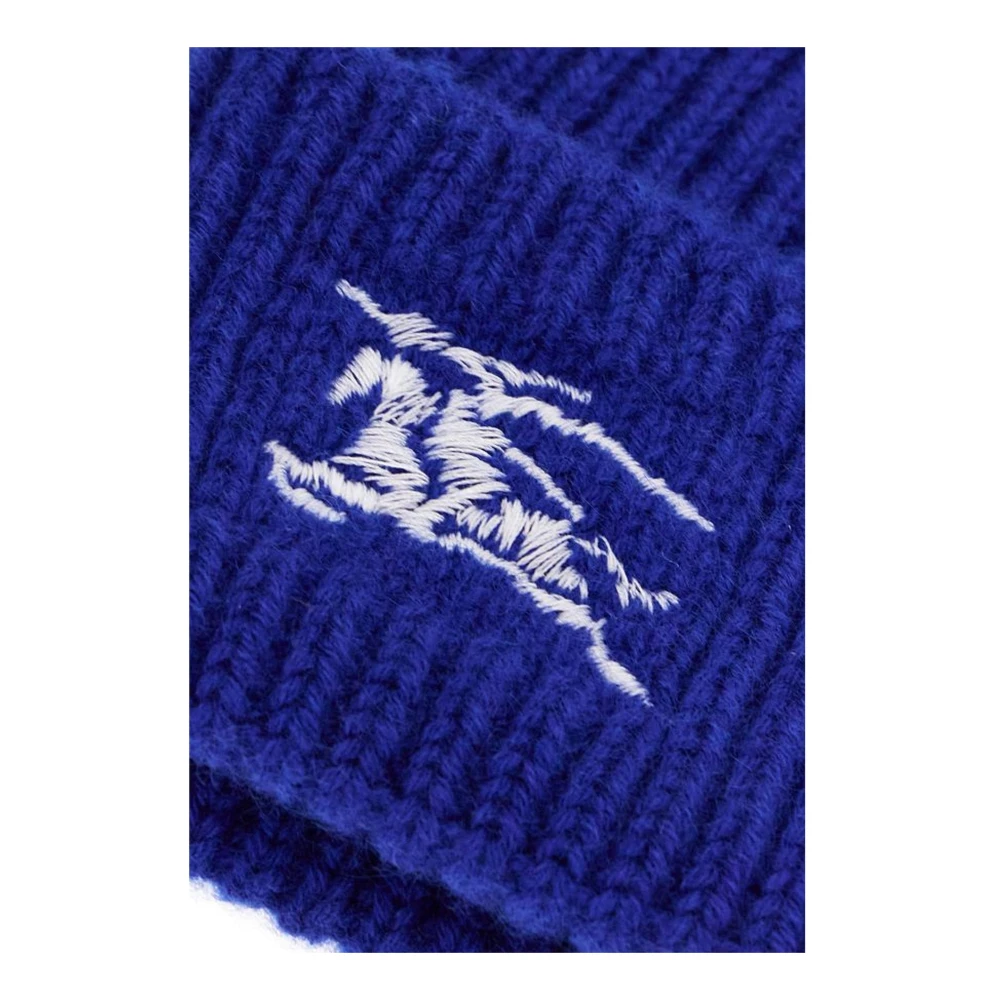 Burberry Kasjmier Beanie Hoed met Pegaso Borduurwerk Blue Heren