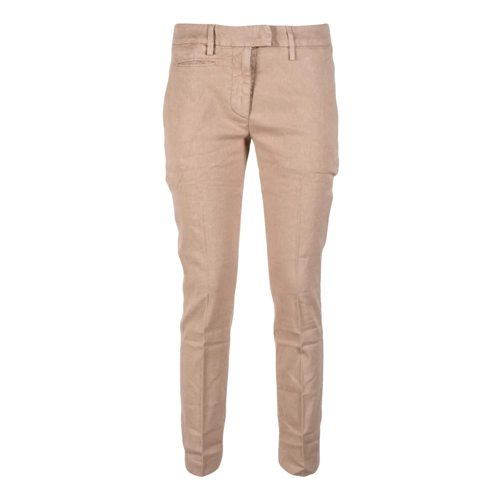 Dondup Linnen Lyocell Elastaan Broek Beige Dames