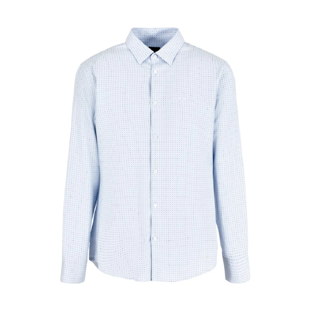 Armani Exchange Mannelijk Blauw Overhemden Heren, M, Katoen, Regular Fit Katoenen Overhemd