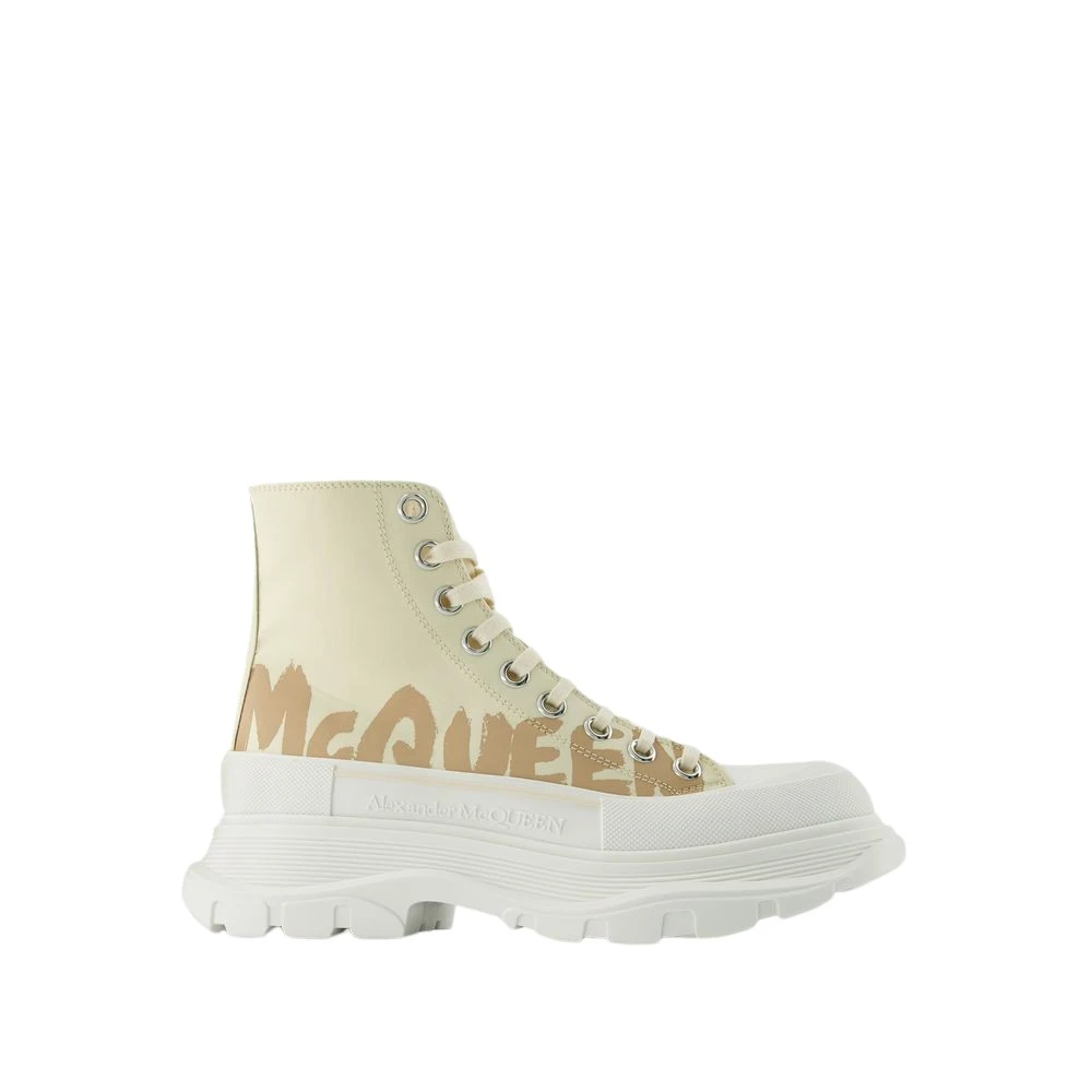 Alexander Mcqueen Women's Multicolor Sneakers, 4 Uk, Tread Slick Trainers - Black/White - Leather