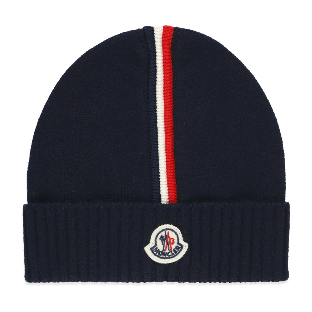 Moncler Barn Svart Beanie Mössa Logo Detalj Black, Pojke