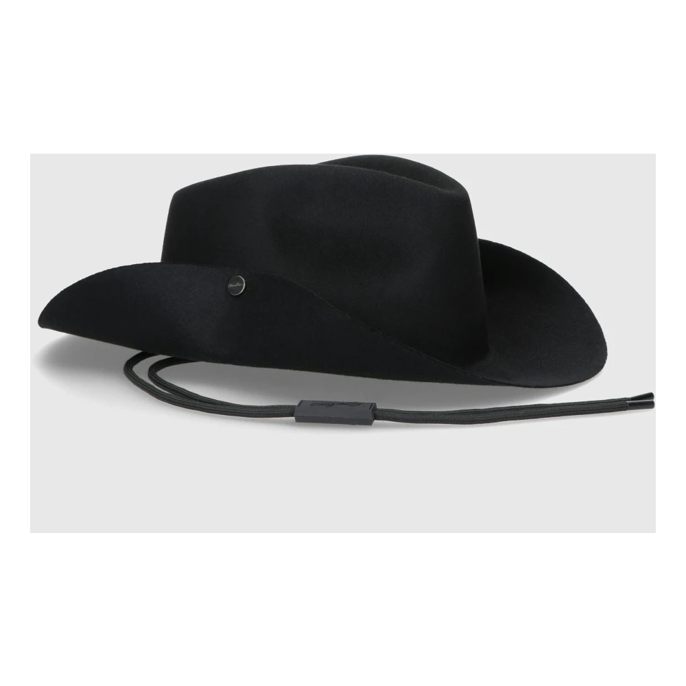 Borsalino Marengo Geborsteld Vilt Met Kinband Hoed Black Heren