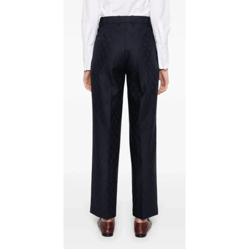 Gucci Blauwe wollen broek keperbinding Blue Dames