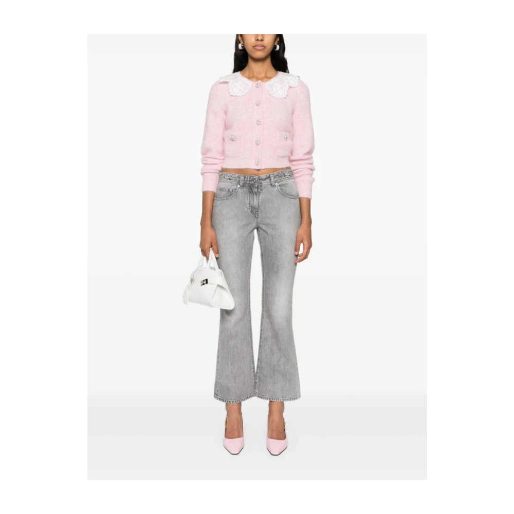 Versace Grijze Crop Flare Jeans Vrouwen Gray Dames