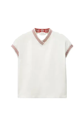 Jacquard Stretch Bomullsjersey T-shirt