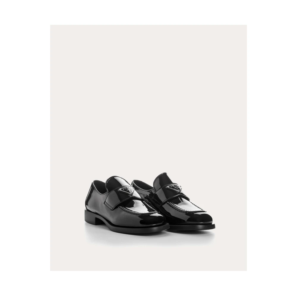 Prada Klassieke zwarte lakleren loafers Black Heren