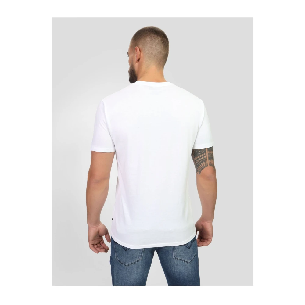 Guess Bedrukt Logo T-shirt Wit White Heren