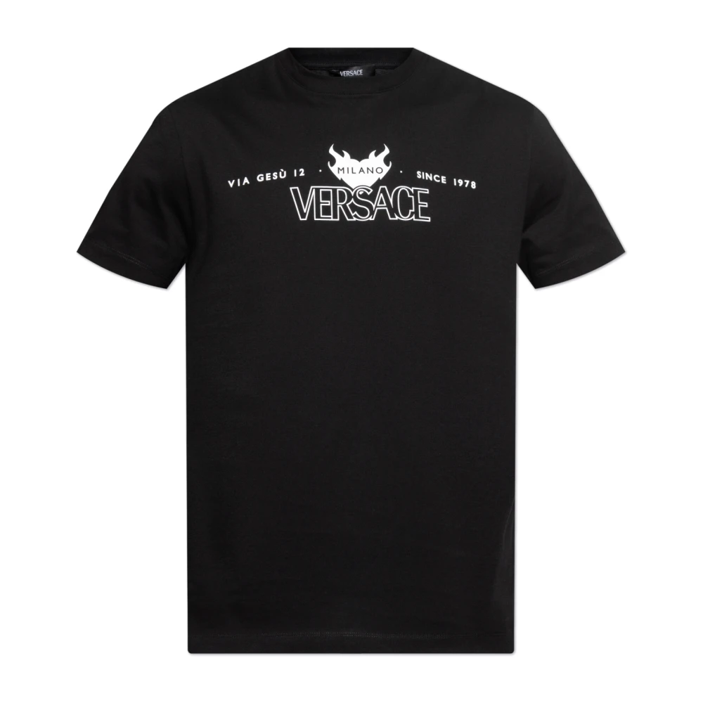 Versace T-shirt met print Black Heren