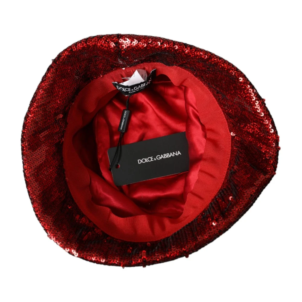 Dolce & Gabbana Rode Paillet Bucket Hat Red Heren