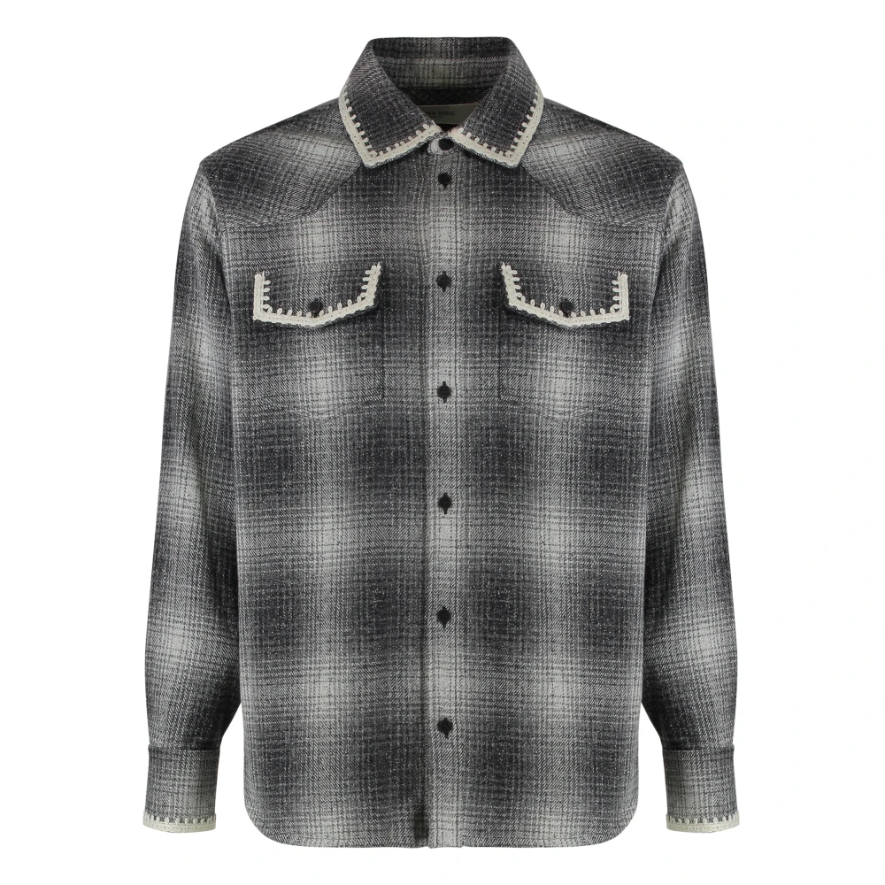 Golden Goose Gray Light Jackets, Male, L, Shirt With White Embroidery