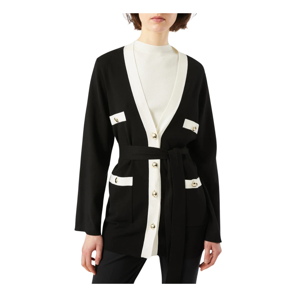 Pennyblack Contrastboord Cardigan Rovigo Stijl Black Dames