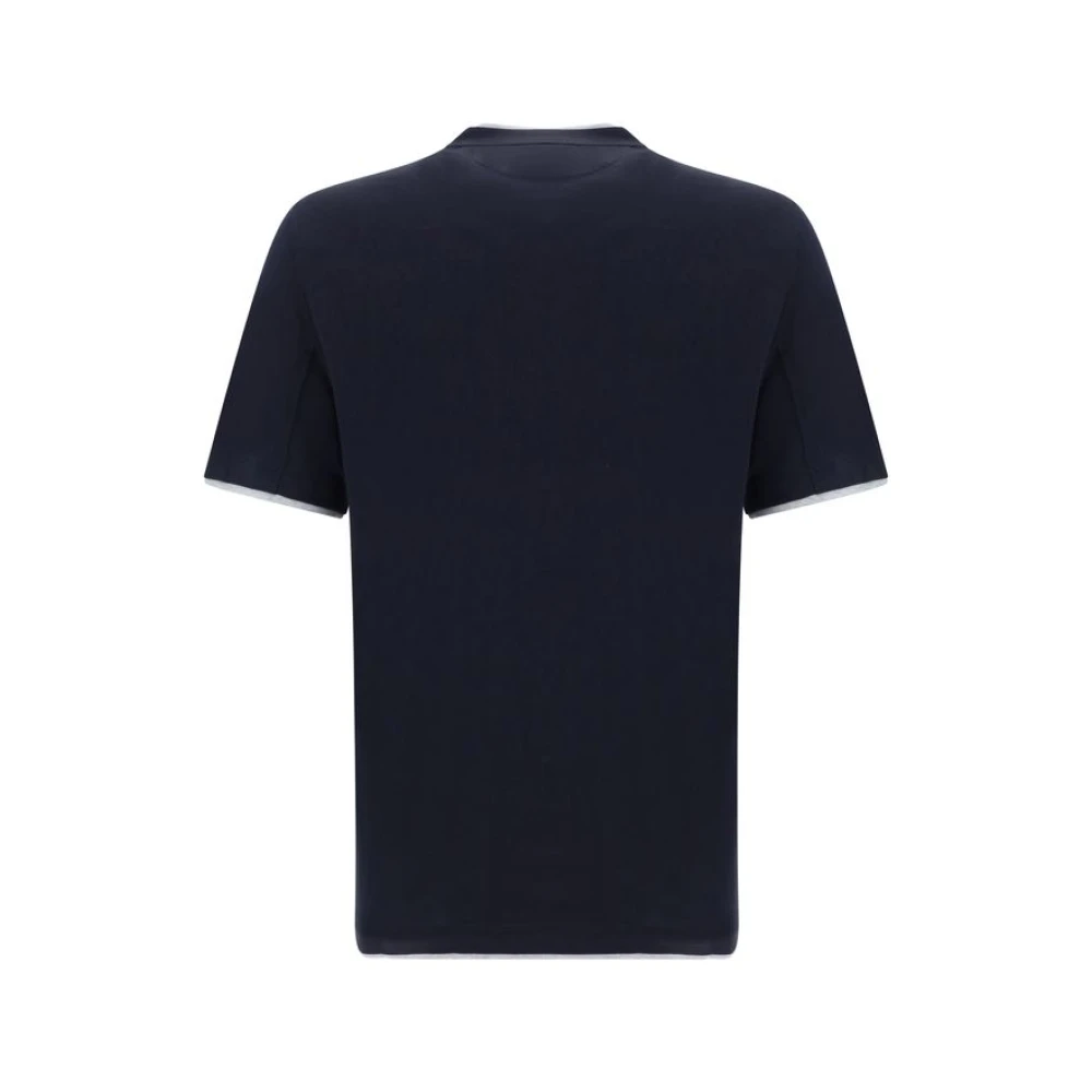 BRUNELLO CUCINELLI Zijden T-shirt Bicolor Ontwerp NorHeren Pasvorm Black Heren