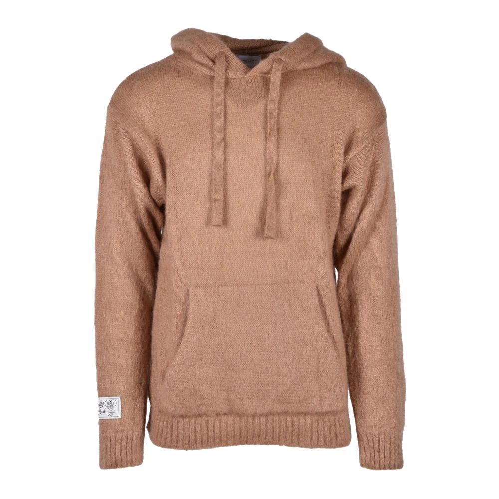 Family First Mohair Blend Gebreide Trui Beige Heren