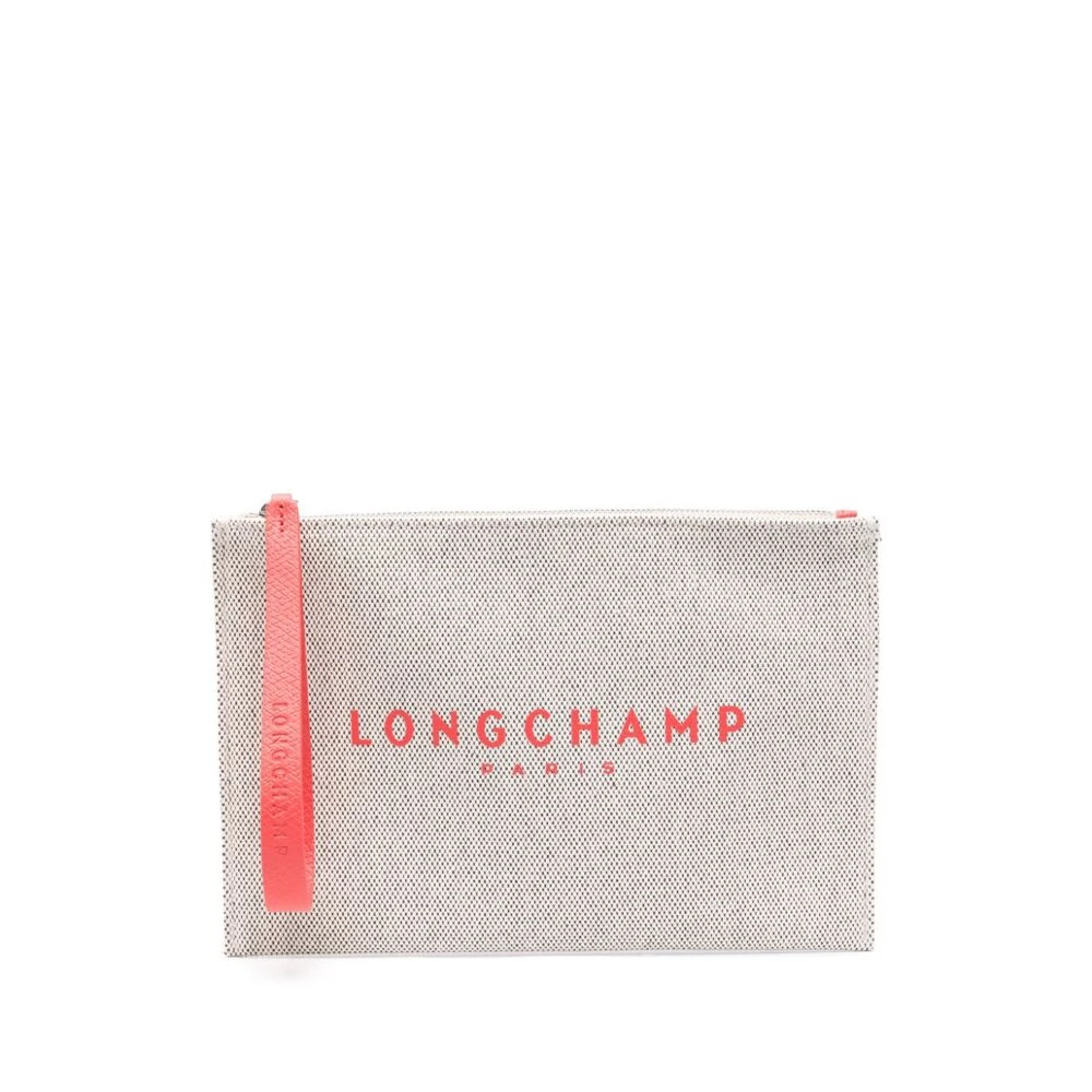 Longchamp Canvas Logo Print Portemonnee Beige Dames