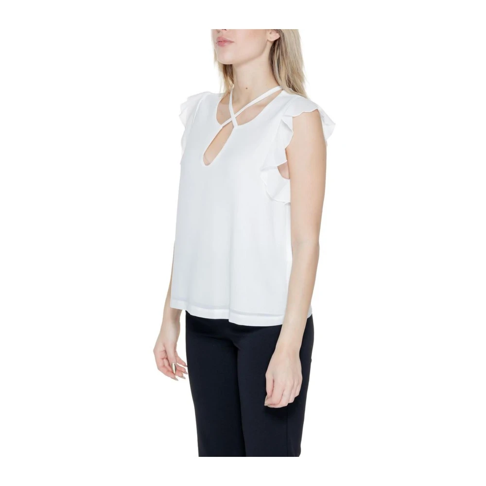 RINASCIMENTO Witte Keyhole Blouse Korte Mouwen White Dames