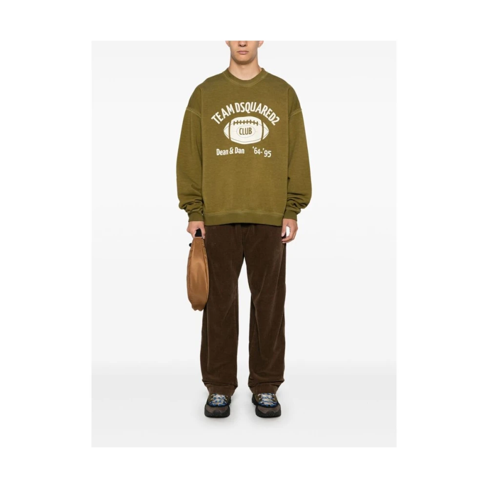 Dsquared2 Groene Sweatshirt met Grafische Print en Ronde Hals Green Heren