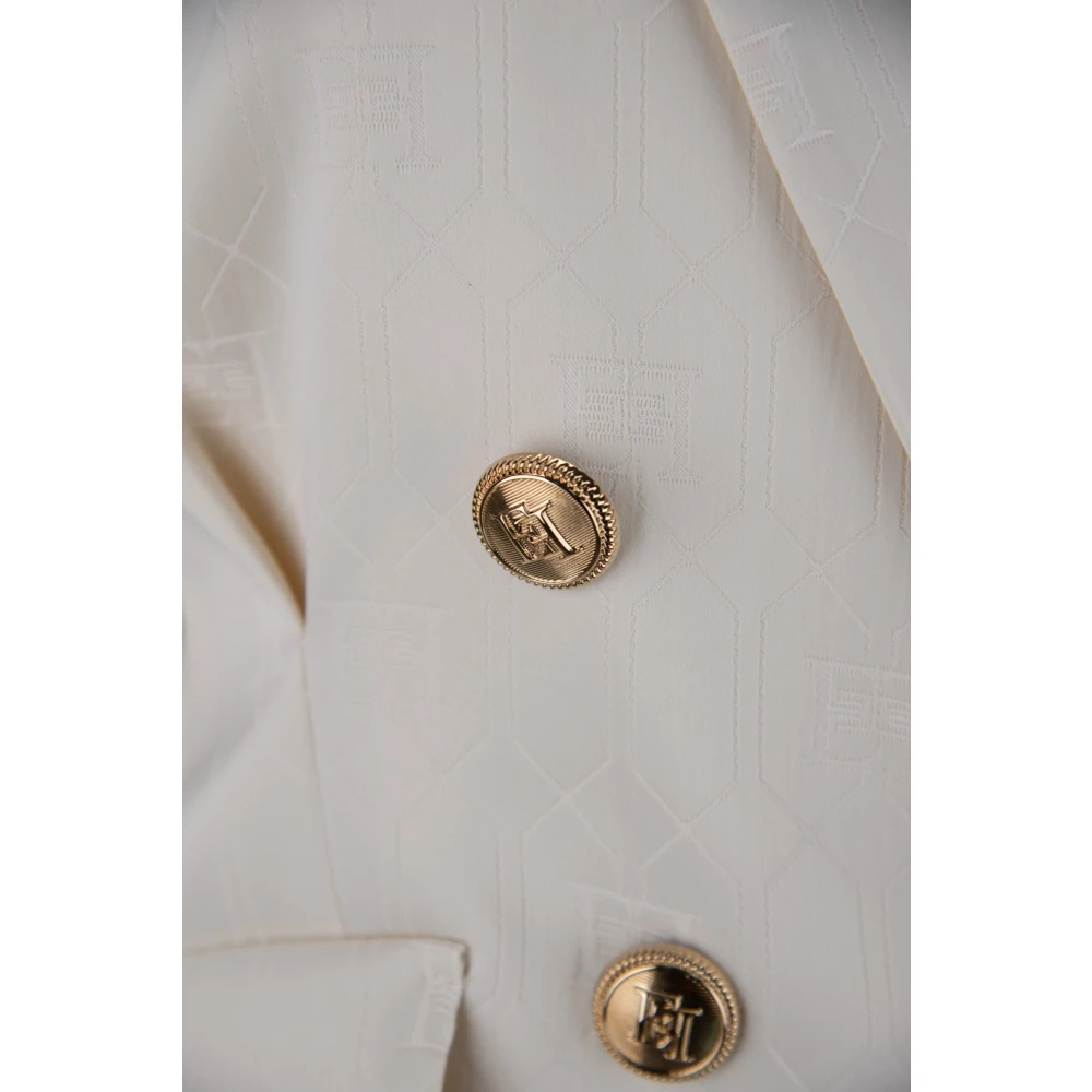 Elisabetta Franchi Gouden Knoop Blazer White Dames