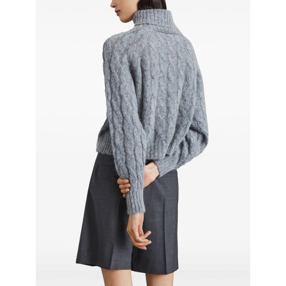 BRUNELLO CUCINELLI Chunky Cable Knit Sweater Blauw-Grijs Blue Dames