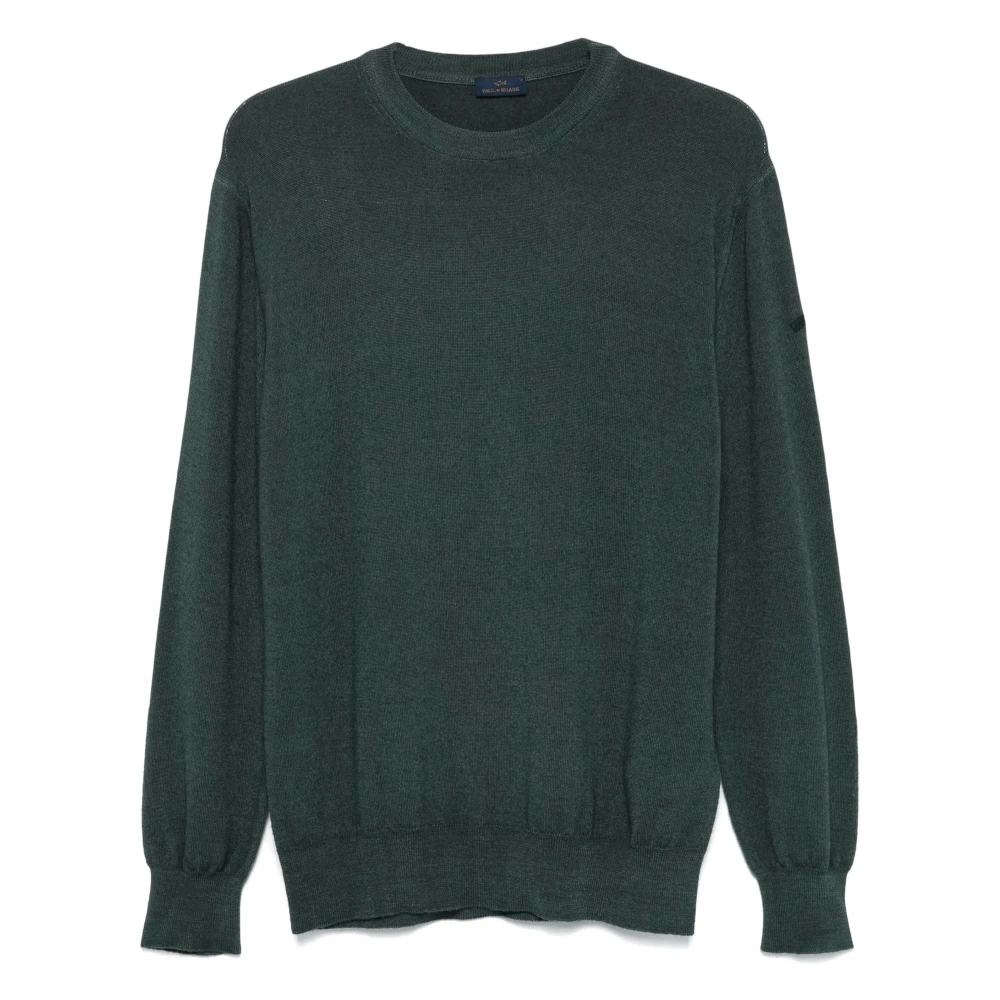 PAUL & SHARK Wollen gebreide trui met geborduurd logo Green Heren