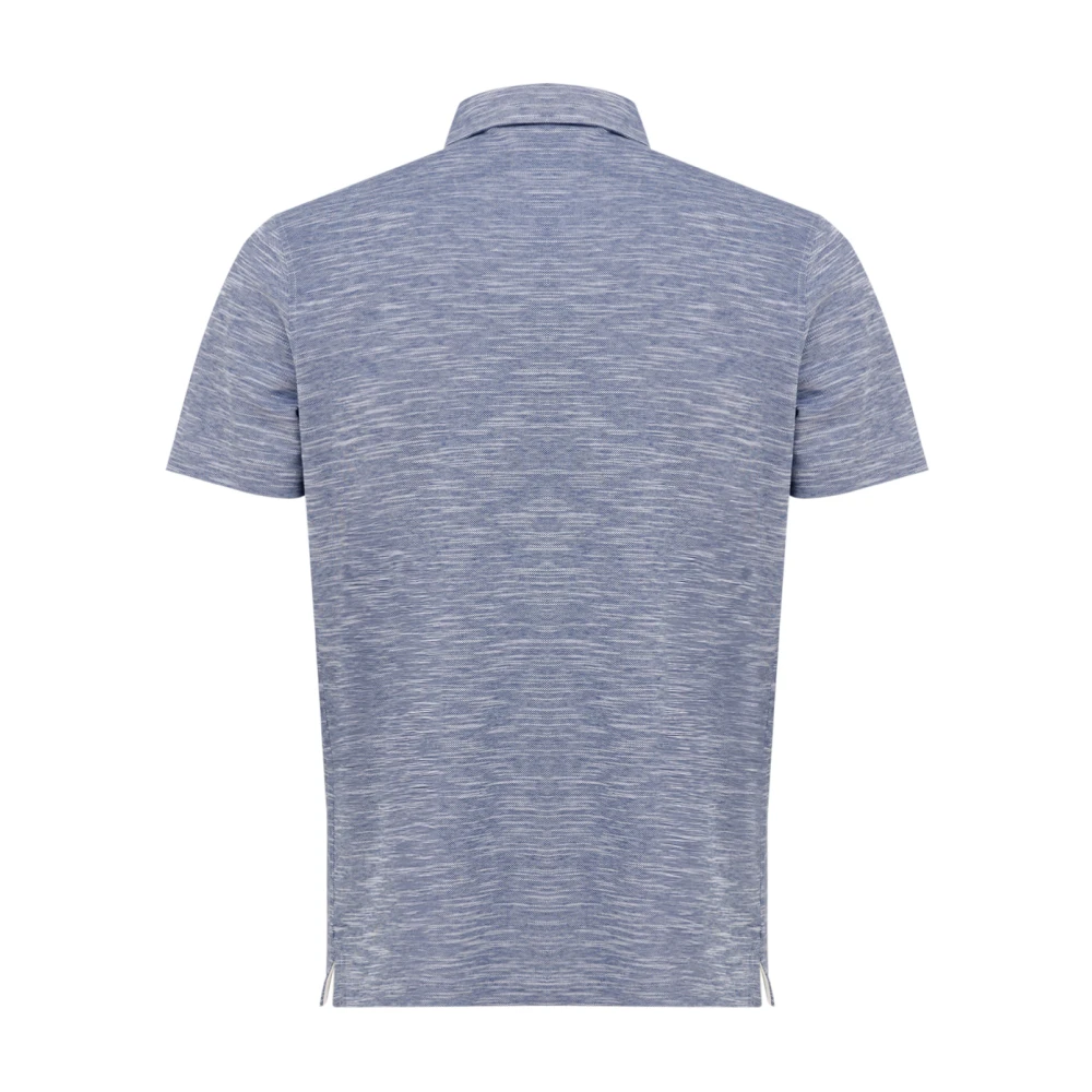 Corneliani Blauwe Melange Polo Korte Mouw Katoen Blue Heren