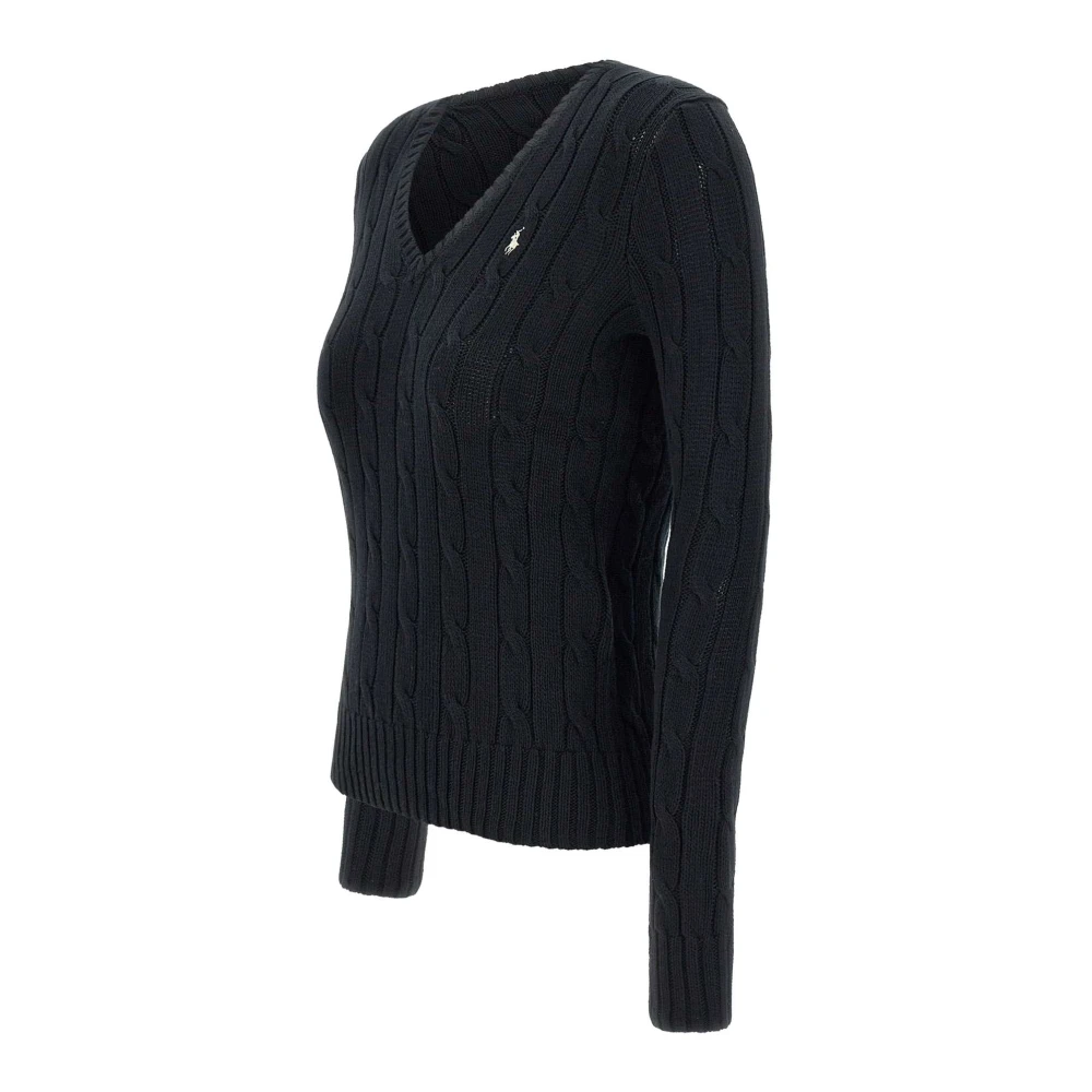 Polo Ralph Lauren Zwarte Klassieke Pima Katoen Pullover Sweater Black Dames