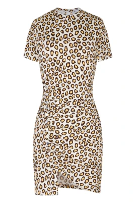 Leopardmönstrad Draperad Miniklänning