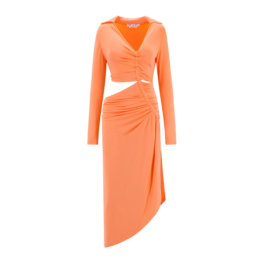 Off White Viscose jurk met Cut-Out detail Orange Dames