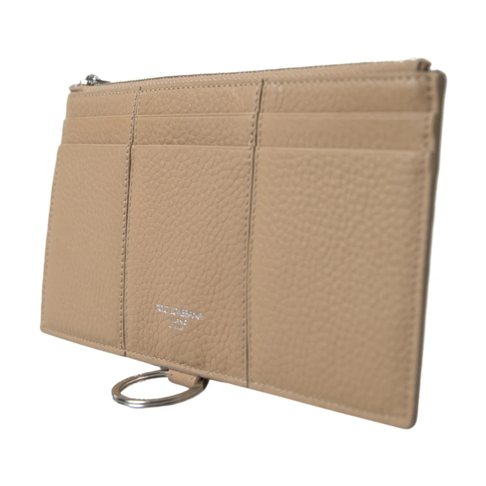 Dolce & Gabbana Elegante Beige Leren Portemonnee met Afneembare Band Beige Dames
