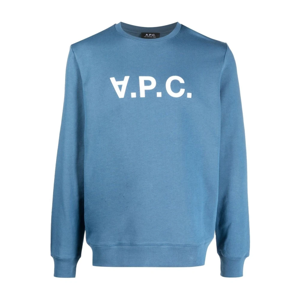 A.p.c. Logo Print Sweatshirt Blue Heren