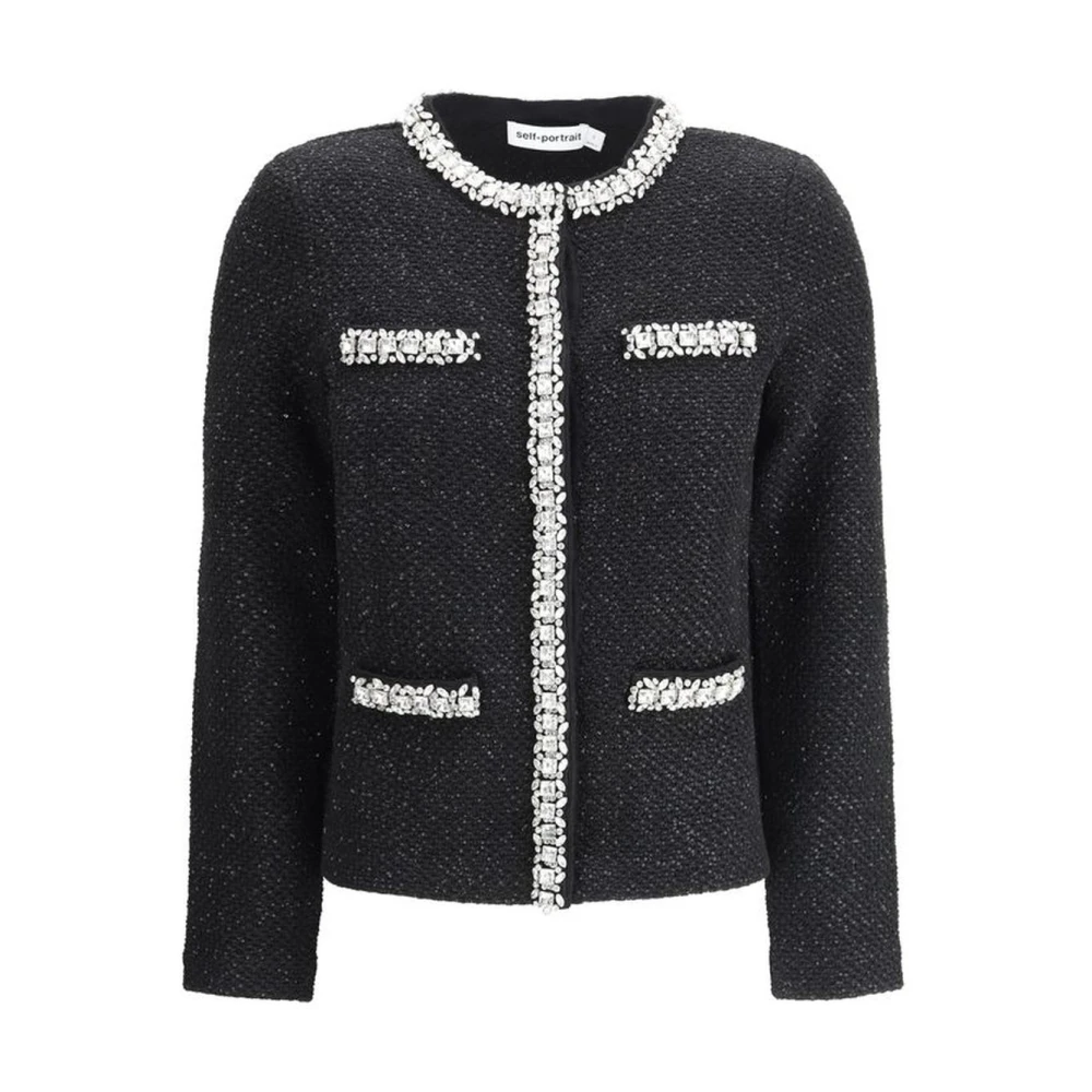 Self Portrait Gebreid Jack met Strass Versieringen Black Dames