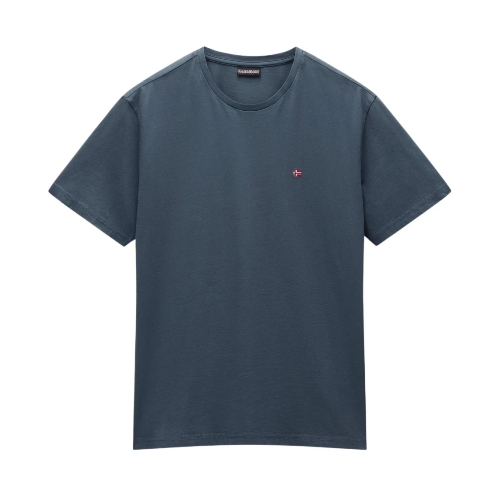 Napapijri Korte mouw geborduurd katoenen T-shirt Green Heren