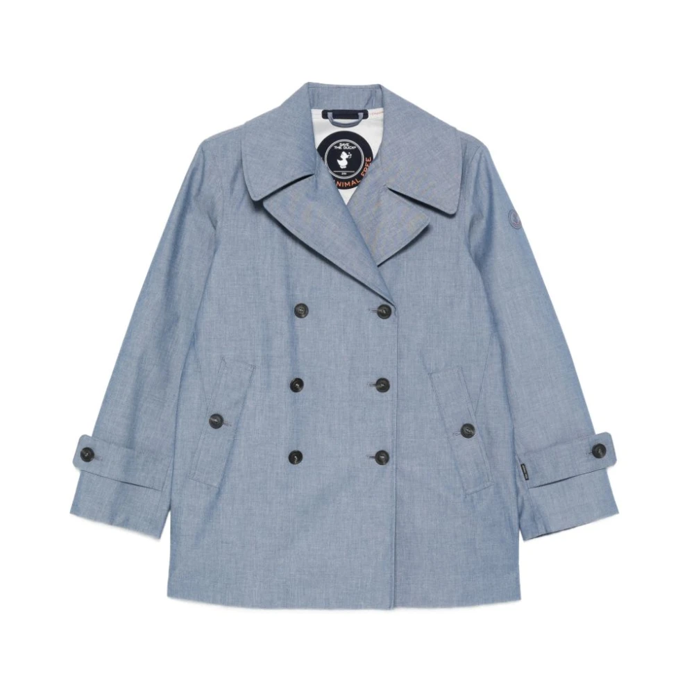 Save The Duck Women's Blue Double-Breasted Coats, M, Sela Jacket