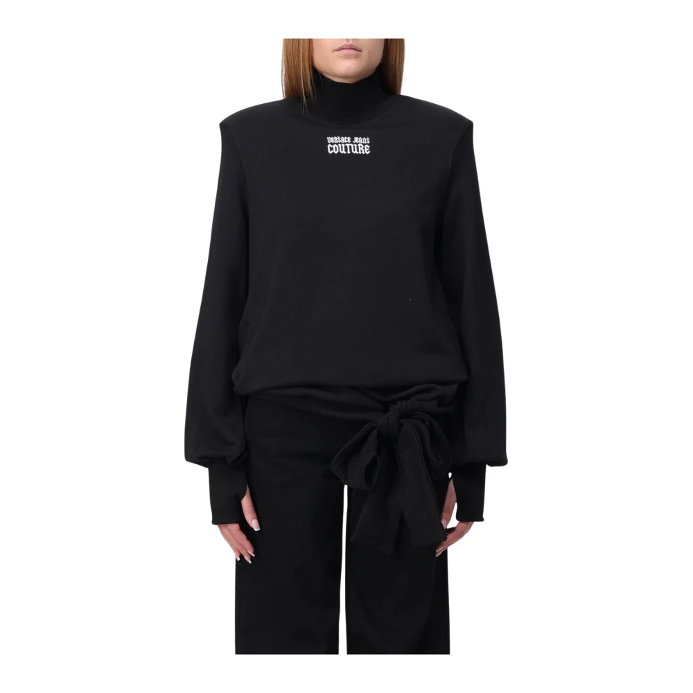 Versace Jeans Couture Women's Black Sweatshirts, Xs, Knit Jumper With Shoulder Pads